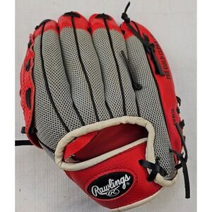 Rawlings Players Series 10 Inch Youth Baseball Glove Red Grey PL10SS Basket-Web